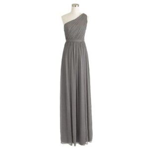 J.Crew Silk Chiffon Kylie Dress Smokey Charcoal Grey Long Dress 8 NWT